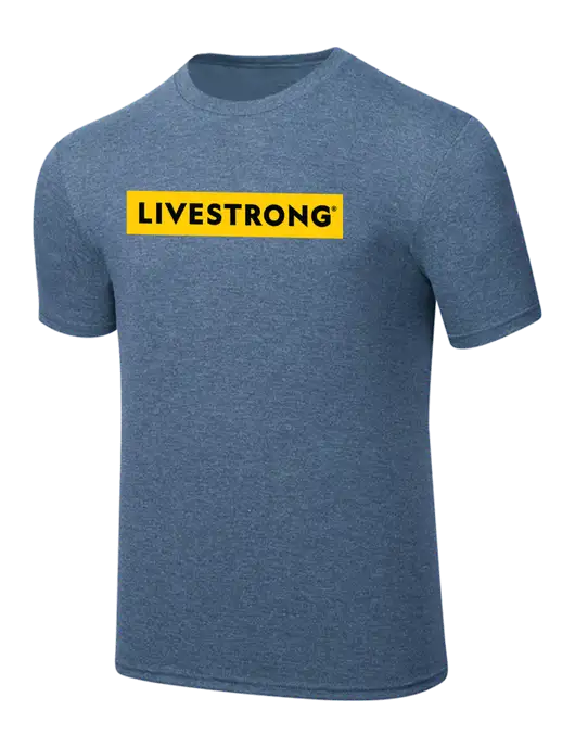 Simply Soft Light Slate Blue Heathered 4.5oz  Poly/Combed Ring Spun Cotton T-Shirt w/LIVESTRONG Logo