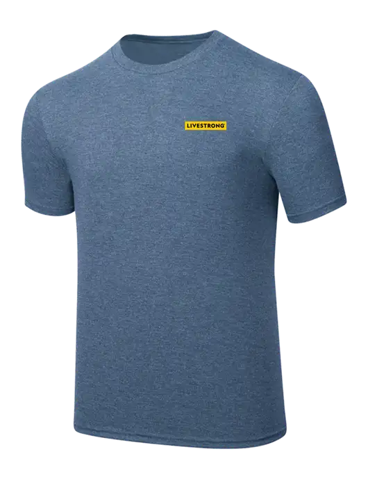 Simply Soft Light Slate Blue Heathered 4.5oz  Poly/Combed Ring Spun Cotton T-Shirt w/LIVESTRONG Logo