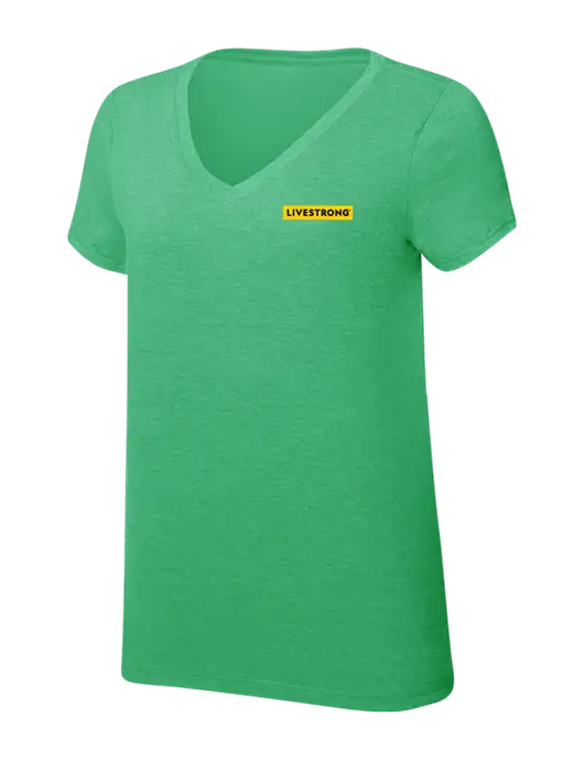 Womens Simply Soft V-Neck Green Frost 4.5oz  Poly/Combed Ring Spun Cotton T-Shirt w/LIVESTRONG Logo