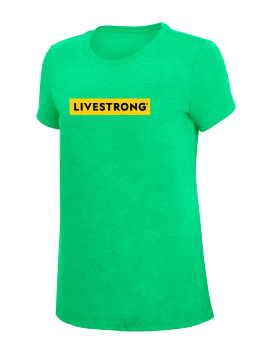 Womens Simply Soft Green Frost 4.5oz Poly/Combed Ring Spun Cotton T-Shirt w/LIVESTRONG Logo