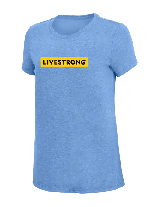Womens Simply Soft Maritime Frost 4.5oz Poly/Combed Ring Spun Cotton T-Shirt
 w/LIVESTRONG Logo