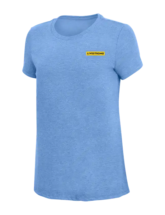 Womens Simply Soft Maritime Frost 4.5oz Poly/Combed Ring Spun Cotton T-Shirt
 w/LIVESTRONG Logo