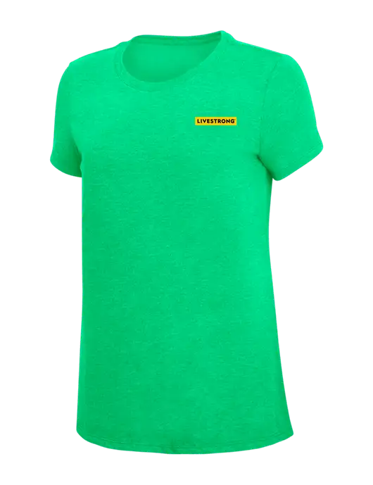 Womens Simply Soft Green Frost 4.5oz Poly/Combed Ring Spun Cotton T-Shirt w/LIVESTRONG Logo