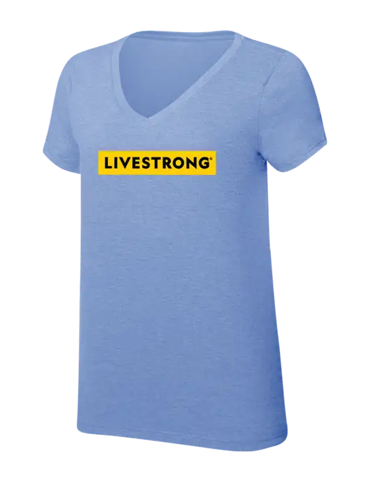 Womens Simply Soft V-Neck Maritime Frost 4.5oz  Poly/Combed Ring Spun Cotton T-Shirt w/LIVESTRONG Logo