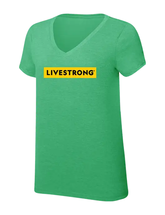 Womens Simply Soft V-Neck Green Frost 4.5oz  Poly/Combed Ring Spun Cotton T-Shirt w/LIVESTRONG Logo