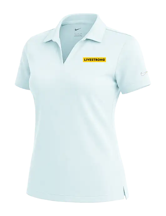 NIKE Very Light Blue Womens Dri-Fit Micro Pique Polo w/LIVESTRONG Logo