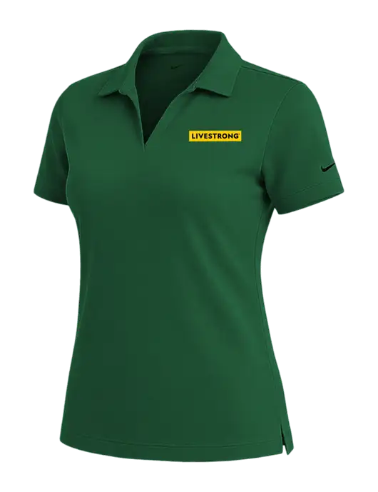 NIKE Dark Green Womens Dri-Fit Micro Pique Polo w/LIVESTRONG Logo
