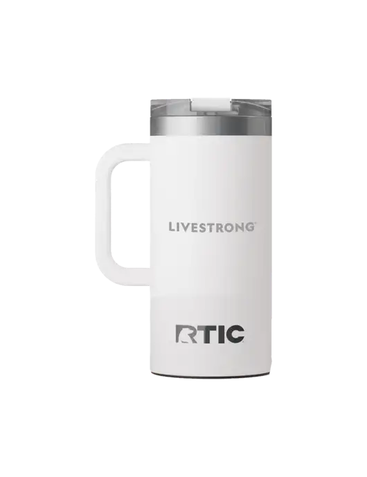RTIC Road Trip 16 oz White Travel Mug w/LIVESTRONG Logo