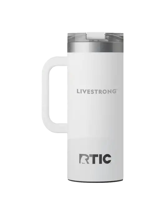 RTIC Road Trip 20 oz White Travel Mug w/LIVESTRONG Logo