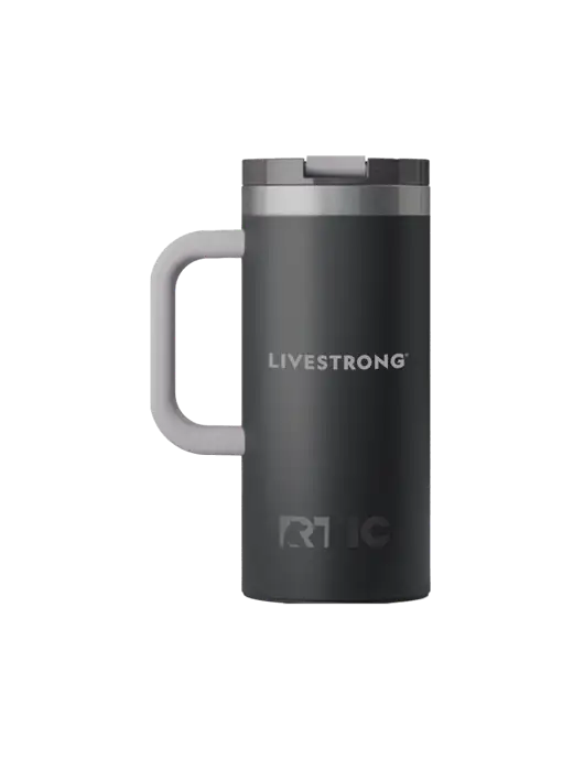 RTIC Road Trip 16 oz Charcoal Travel Mug w/LIVESTRONG Logo