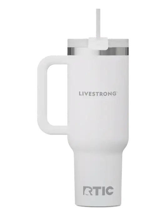 RTIC Road Trip 40 oz White Tumbler  w/LIVESTRONG Logo