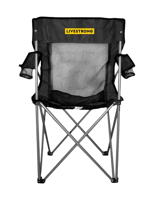 Titan Black/Black Mesh Folding Chair w/LIVESTRONG Logo