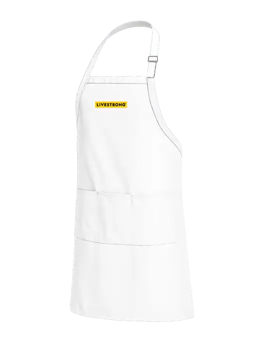 Easy Care Extra Long Bib White Apron with Stain Release w/LIVESTRONG Logo