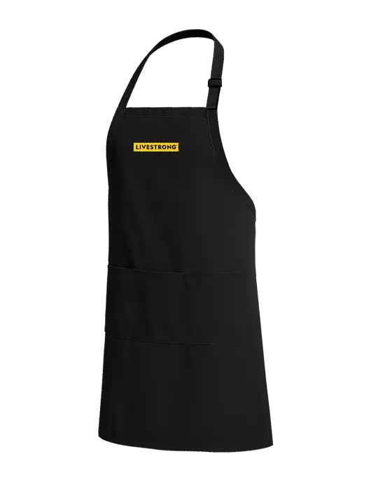 Easy Care Extra Long Bib Black Apron with Stain Release w/LIVESTRONG Logo