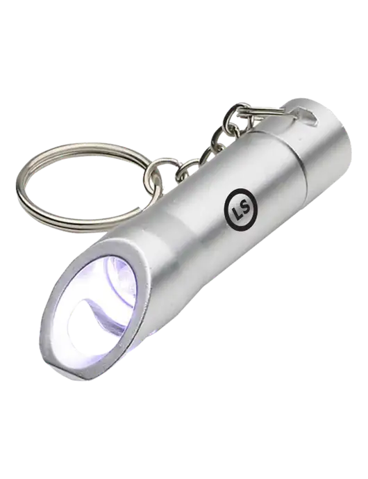 Silver Pocket LED Flashlight with Bottle Opener & Keychain w/LS Circle Logo