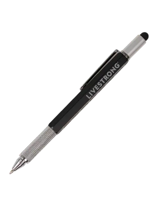 Engineer 6 in 1 Black Multi Tool Metal Pen w/LIVESTRONG Logo