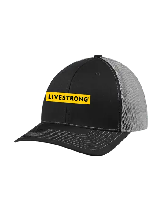 Richardson Adjustable Snapback Original 112 Trucker Cap Black w/Charcoal Mesh w/LIVESTRONG Logo