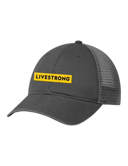 Richardson 111 Garment Washed Trucker Cap Charcoal w/Charcoal Mesh w/LIVESTRONG Logo