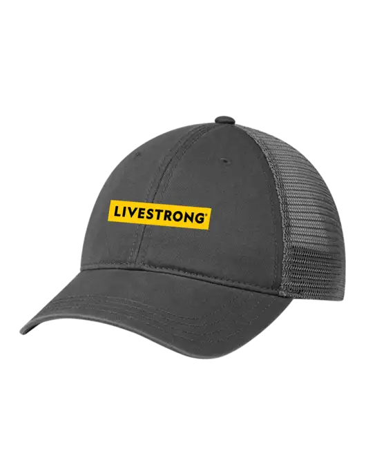 Richardson 111 Garment Washed Trucker Cap Charcoal w/Charcoal Mesh w/LIVESTRONG Logo