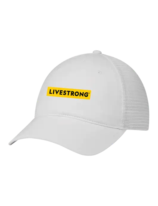 Richardson 111 Garment Washed Trucker Cap White w/White Mesh w/LIVESTRONG Logo
