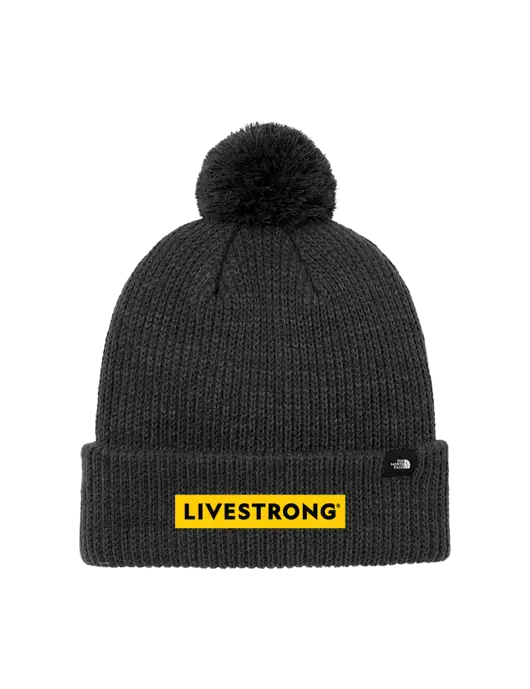 The North Face Black Heather Pom Beanie w/LIVESTRONG Logo