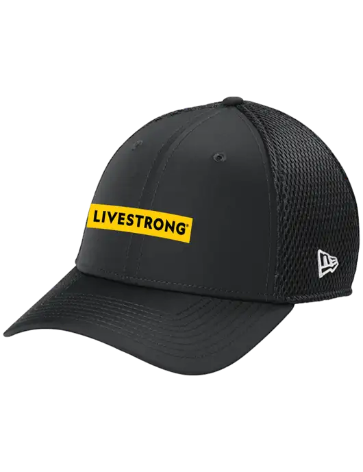 New Era 39THIRTY Performance Stretch Charcoal Grey Mesh Cap w/LIVESTRONG Logo