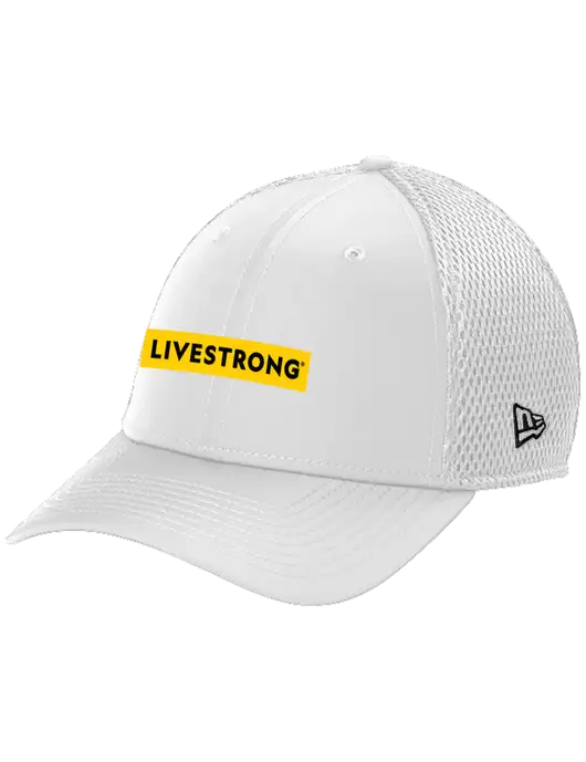 New Era 39THIRTY Performance Stretch White Mesh Cap w/LIVESTRONG Logo