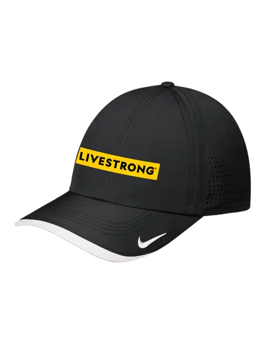 Nike Black/White Dri-FIT Perforated Performance Cap w/LIVESTRONG Logo