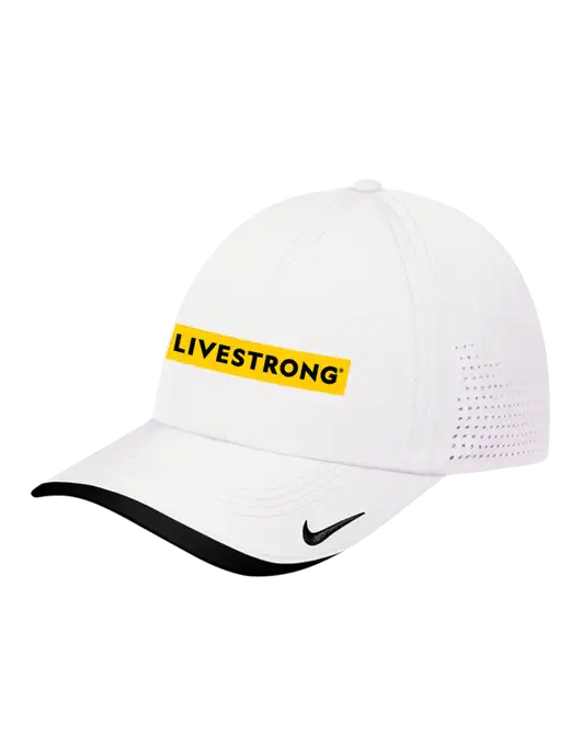 Nike White/Black Dri-FIT Perforated Performance Cap w/LIVESTRONG Logo