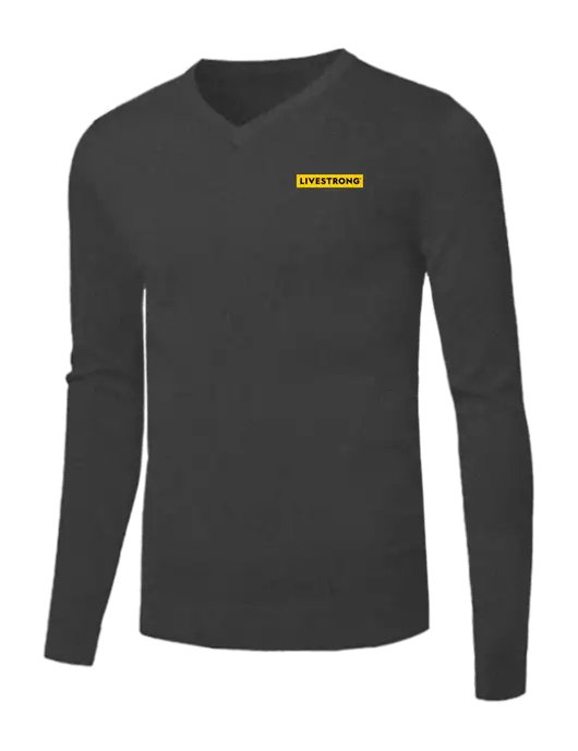 Brooks Brothers Medium Grey Heather Washable Merino V-Neck Sweater w/LIVESTRONG Logo