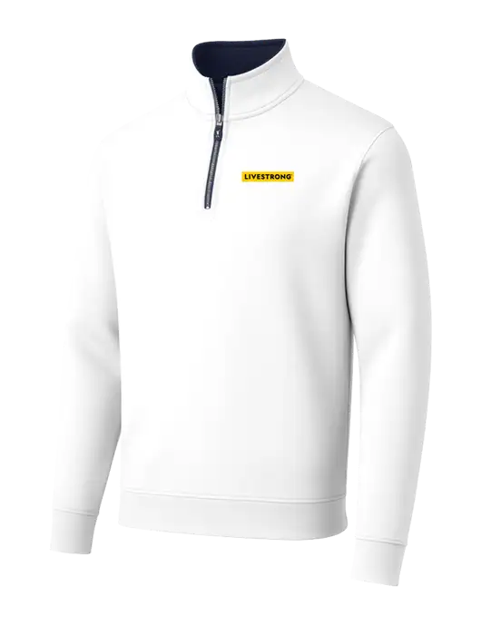 Fairway & Greene Caves Quarter-Zip Tech White Pullover w/LIVESTRONG Logo