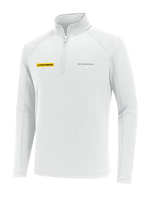 Vineyard Vines White Sankaty Quarter-Zip Pullover
 w/LIVESTRONG Logo