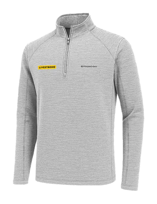 Vineyard Vines Light Grey Hather Sankaty Quarter-Zip Pullover
 w/LIVESTRONG Logo