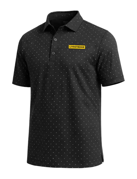 Callaway Micro Chev Black Print Polo w/LIVESTRONG Logo