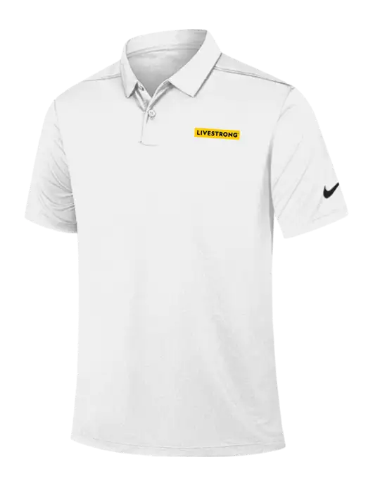 Nike White Dry Essential Solid Polo w/LIVESTRONG Logo