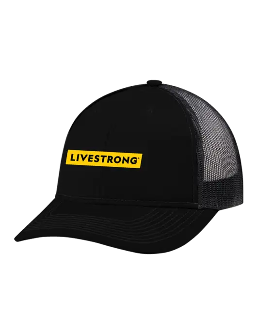 Snapback Ponytail Trucker Cap Black w/Black Mesh w/LIVESTRONG Logo