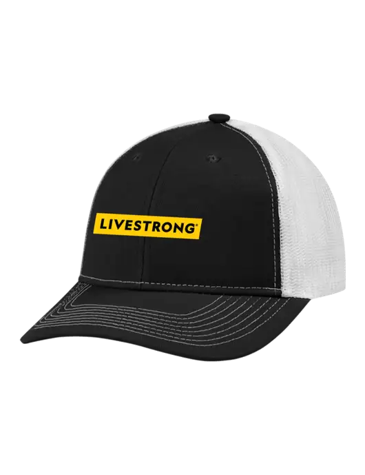 Snapback Ponytail Trucker Cap Black w/White Mesh w/LIVESTRONG Logo