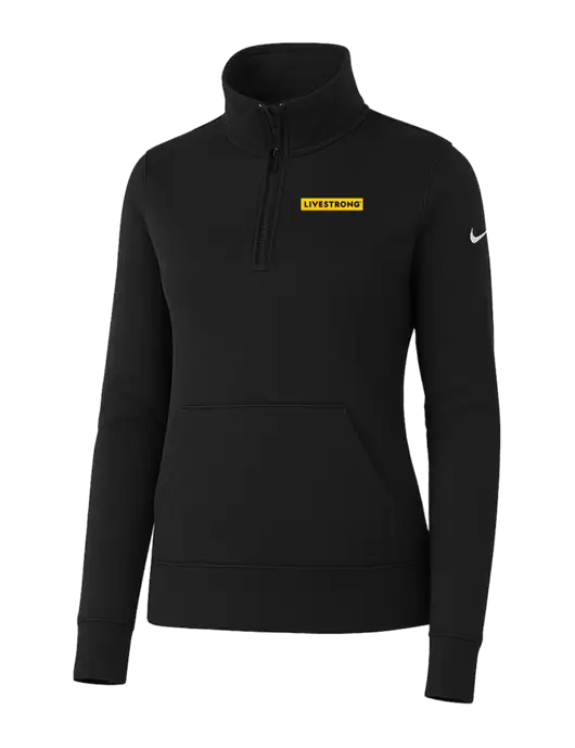 Nike Womens Black Club Fleece Sleeve Swoosh 1/2-Zip w/LIVESTRONG Logo