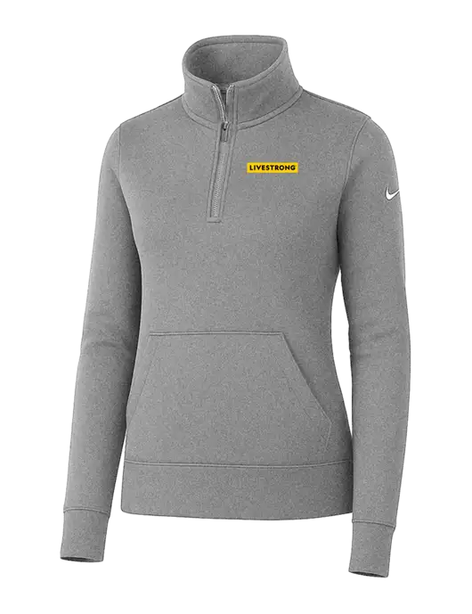 Nike Womens Light Grey Heather Club Fleece Sleeve Swoosh 1/2-Zip w/LIVESTRONG Logo