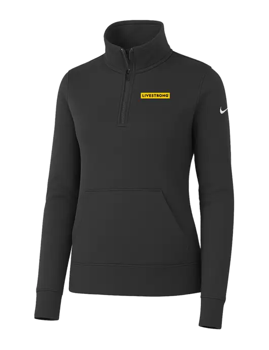 Nike Womens Dark Grey Club Fleece Sleeve Swoosh 1/2-Zip w/LIVESTRONG Logo