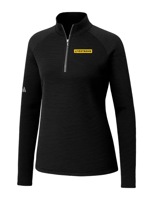 Adidas Womens Black Spacer Quarter-Zip Pullover  w/LIVESTRONG Logo
