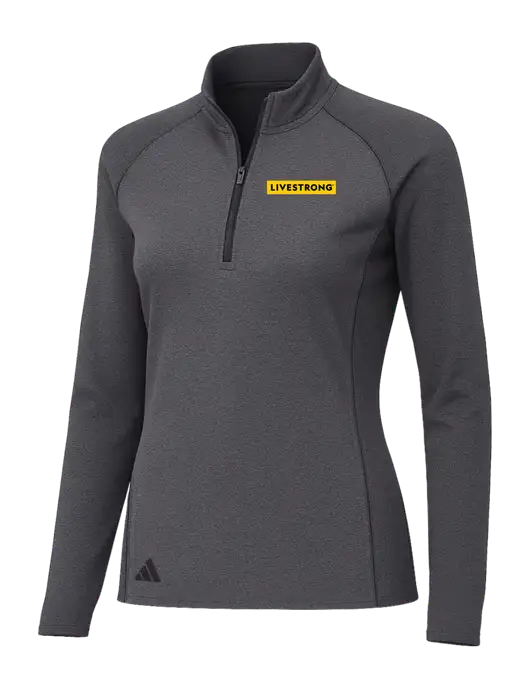 Adidas Womens Black Melange Space Dyed Quarter-Zip Pullover  w/LIVESTRONG Logo