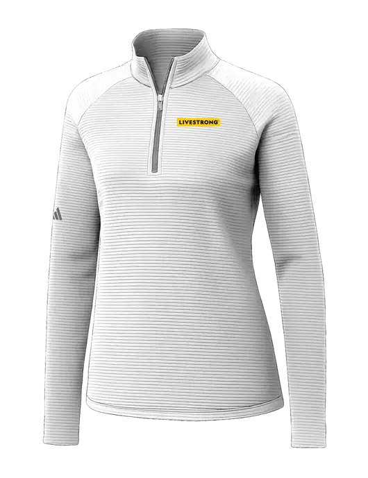 Adidas Womens White Spacer Quarter-Zip Pullover  w/LIVESTRONG Logo