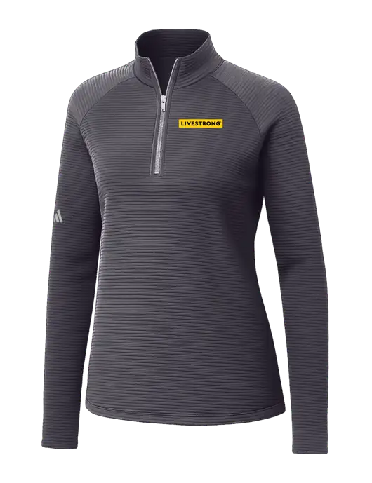 Adidas Womens Medium Grey Spacer Quarter-Zip Pullover  w/LIVESTRONG Logo