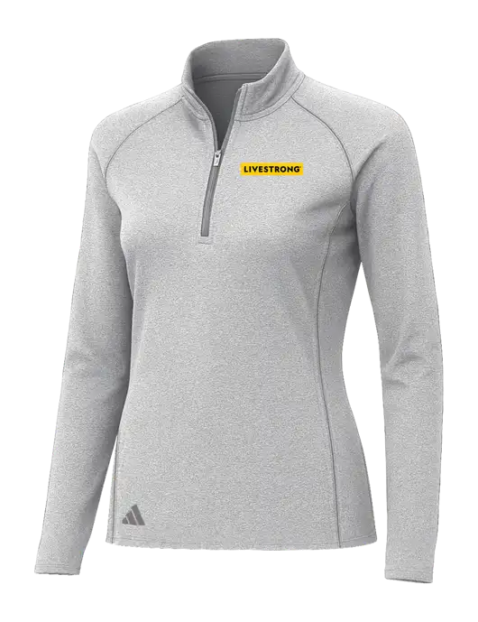 Adidas Womens Light Grey Heather Space Dyed Quarter-Zip Pullover  w/LIVESTRONG Logo