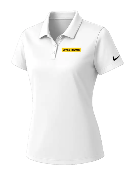 Nike Womens White Dry Essential Solid Polo w/LIVESTRONG Logo