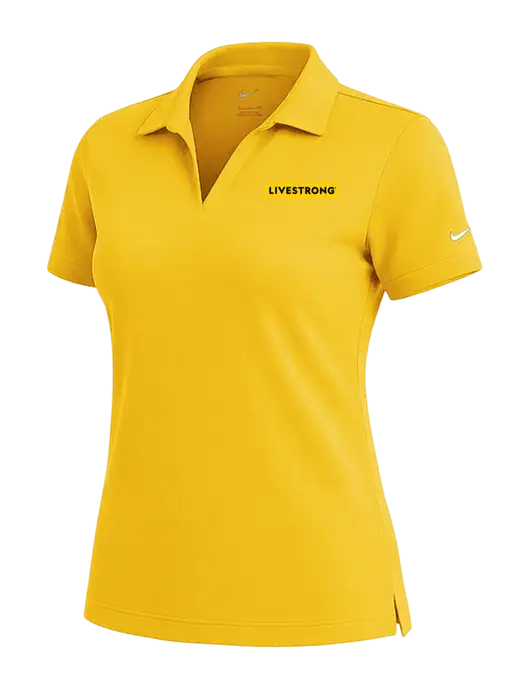 NIKE Yellow Gold Womens Dri-Fit Micro Pique Polo w/LIVESTRONG Logo