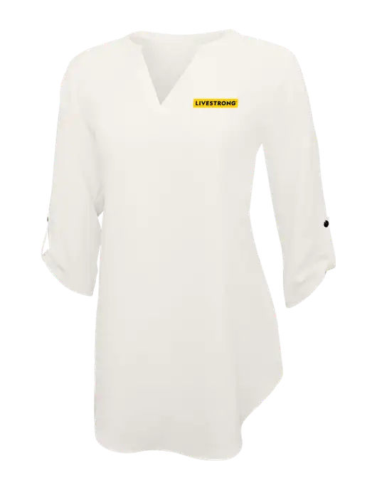 Ivory Womens 3/4 Sleeve Tunic Blouse w/LIVESTRONG Logo