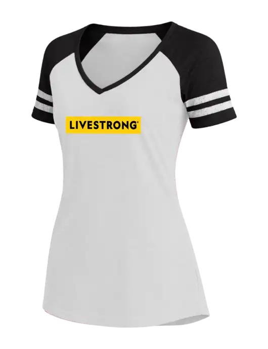 Womens White/Black V-Neck Game Tee w/LIVESTRONG Logo