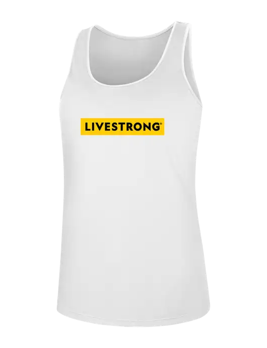 Womens White PosiCharge Competitor Racerback Tank w/LIVESTRONG Logo